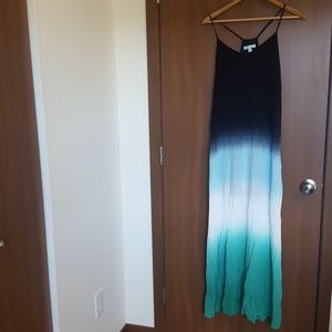 Beautiful Flowy Maxi Dress, Tie Dye, Dip Dye Navy